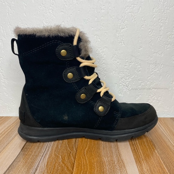 Sorel Explorer Joan Boots Women’s Black Suede Leather Lace Up Waterproof Size 9 - Picture 4 of 16
